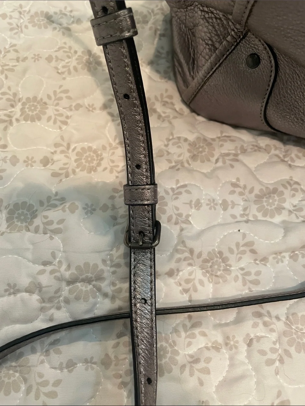 Coach Metallic Pewter Leather Shoulder Bag